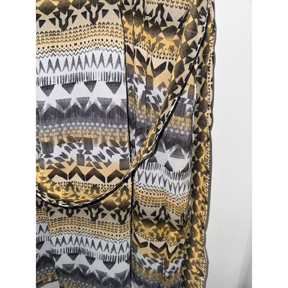 Robert Louis Womens Mustard & Ivory Geometric Print Button-Front Midi Dress With - Picture 6 of 11